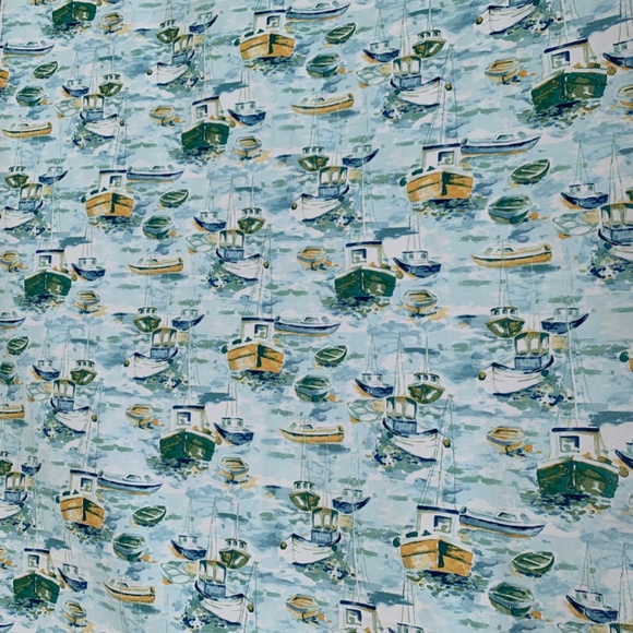 New Solarium Richloom Upholstery Fabric 4.5 yds Poly Canvas Blue Green Boats - Picture 4 of 10